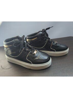NWB BEBE SPORT SIZE 8.5 MONAH BLACK/GOLD HIGH TOP SNEAKERS